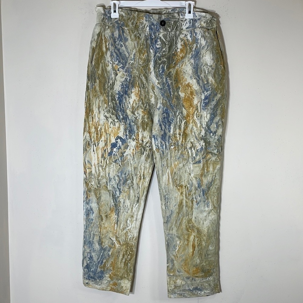 NWT. Boho Anthropologie Tina & Jo Olivenne Marble Dyed Pants. Large - Picture 3 of 12